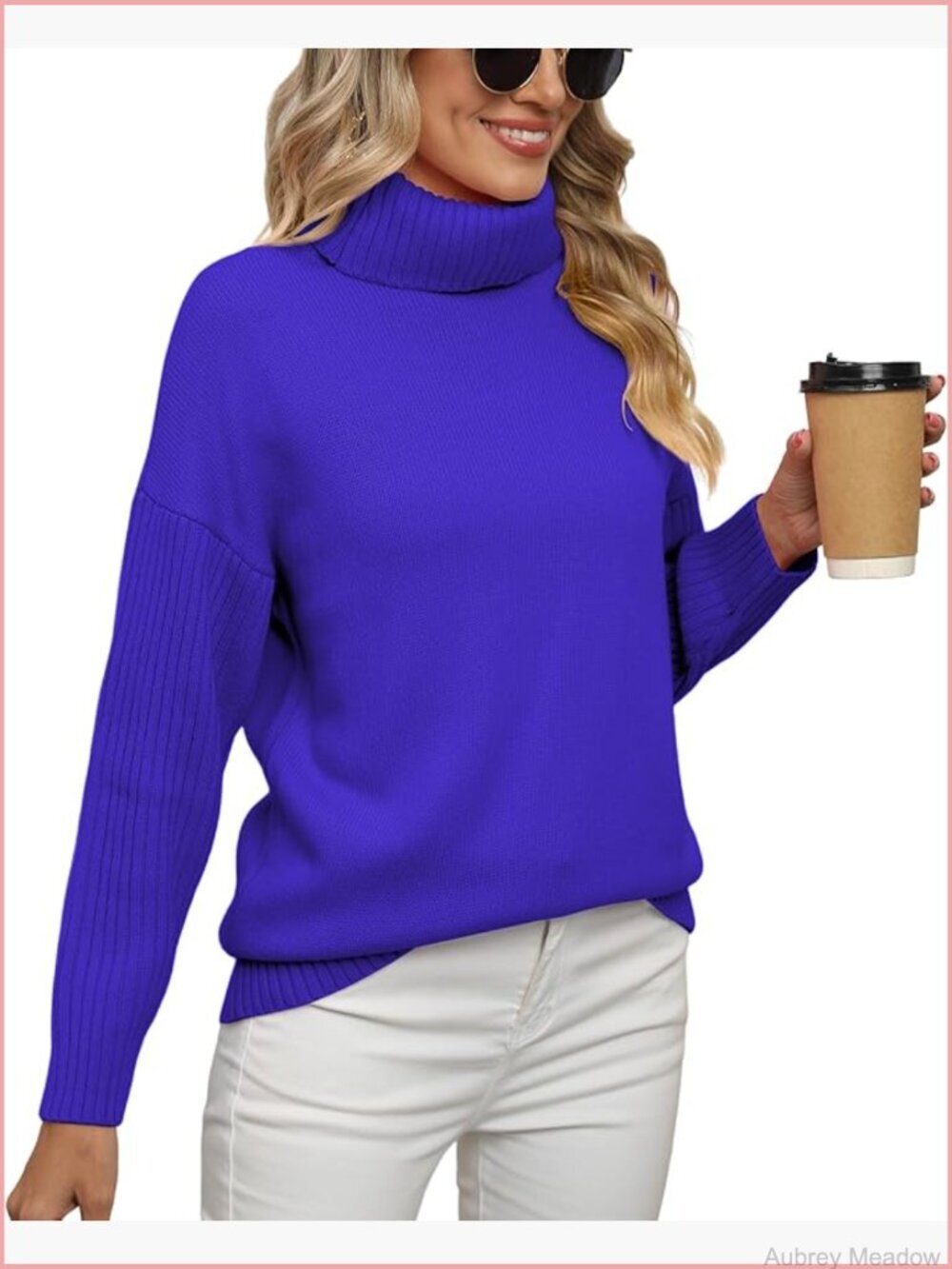 Oversized Turtleneck Batwing Sleeve Chunky Ribbed Knit Pullover Sweater